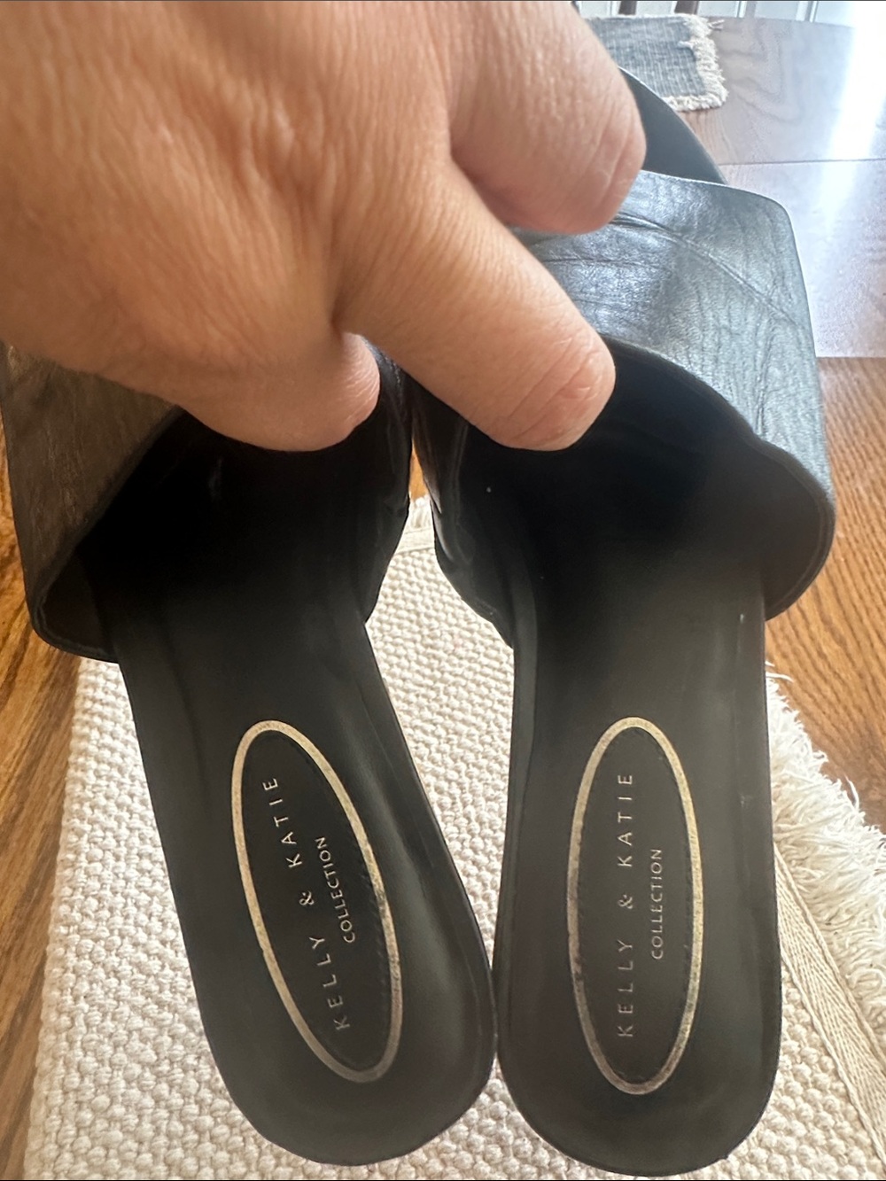 Kelly & Katie Black Slide Mules with Wide Band